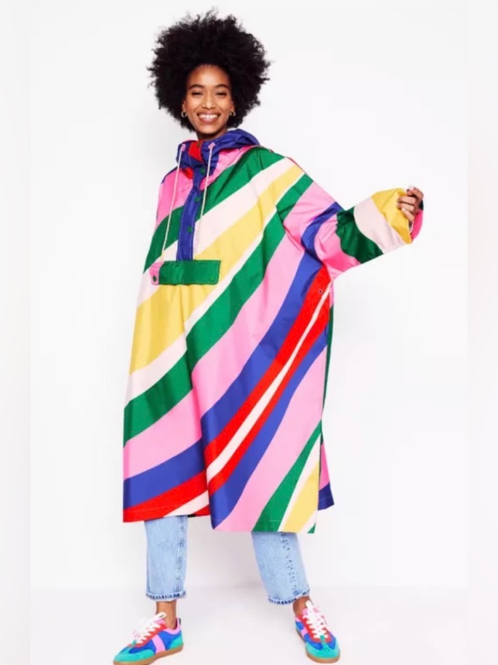 New with tags Boden Rainbow Cascade Pop Over Rain Jacket one size!